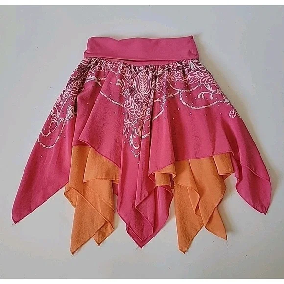 Sister Sam Hank Hem Skirt Cami Set 2 Piece Mixed Media Fairy Flowy Gypsy Party - Picture 6 of 16